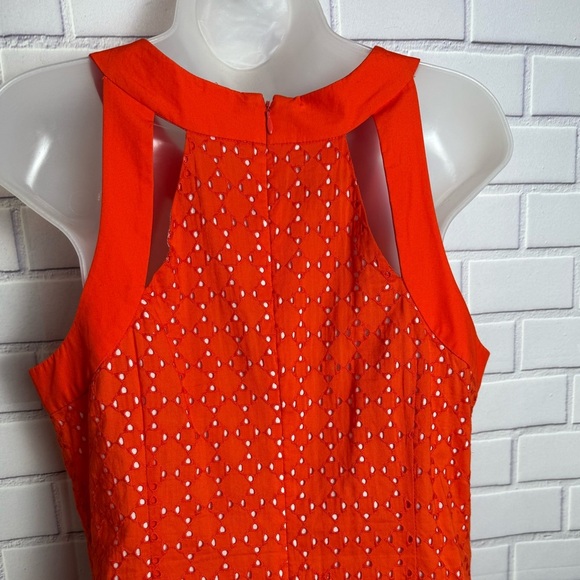 Muse Women's Eyelet Halter Dress Vibrant Orange/size 10 - Picture 7 of 12